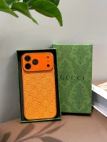 Orange Gucci iPhone 17 Pro Max Case, GG iPhone 17 Pro Case, Gucci iPhone Case