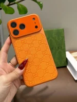 Orange Gucci iPhone 17 Pro Max Case, GG iPhone 17 Pro Case, Gucci iPhone Case
