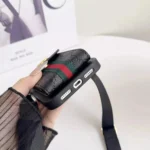 Black Gucci iPhone 17 Pro Max Case with CardHolder - Gucci iPhone case with Strap