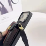 Black Gucci iPhone 17 Pro Max Case with CardHolder - Gucci iPhone case with Strap