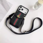 Black Gucci iPhone 17 Pro Max Case with CardHolder - Gucci iPhone case with Strap