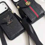 Black Gucci iPhone 17 Pro Max Case with CardHolder - Gucci iPhone case with Strap